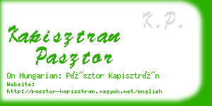kapisztran pasztor business card